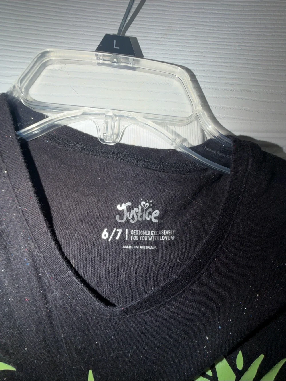 Justice Black Tee with Neon Pineapple Trio
